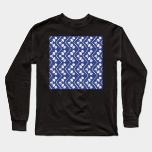 Zig Zag Abstract Petal Stripes | Royal Blue n’ White Long Sleeve T-Shirt